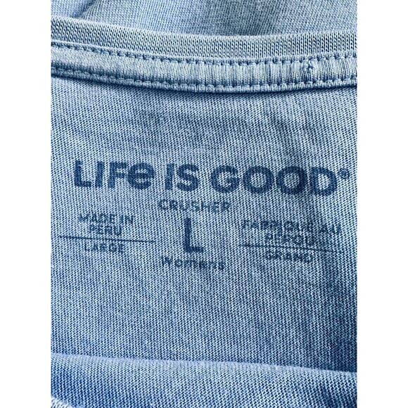 Life Is Good Size L Blue Crusher T-Shirt Grow Through What You Go Through - Picture 8 of 9